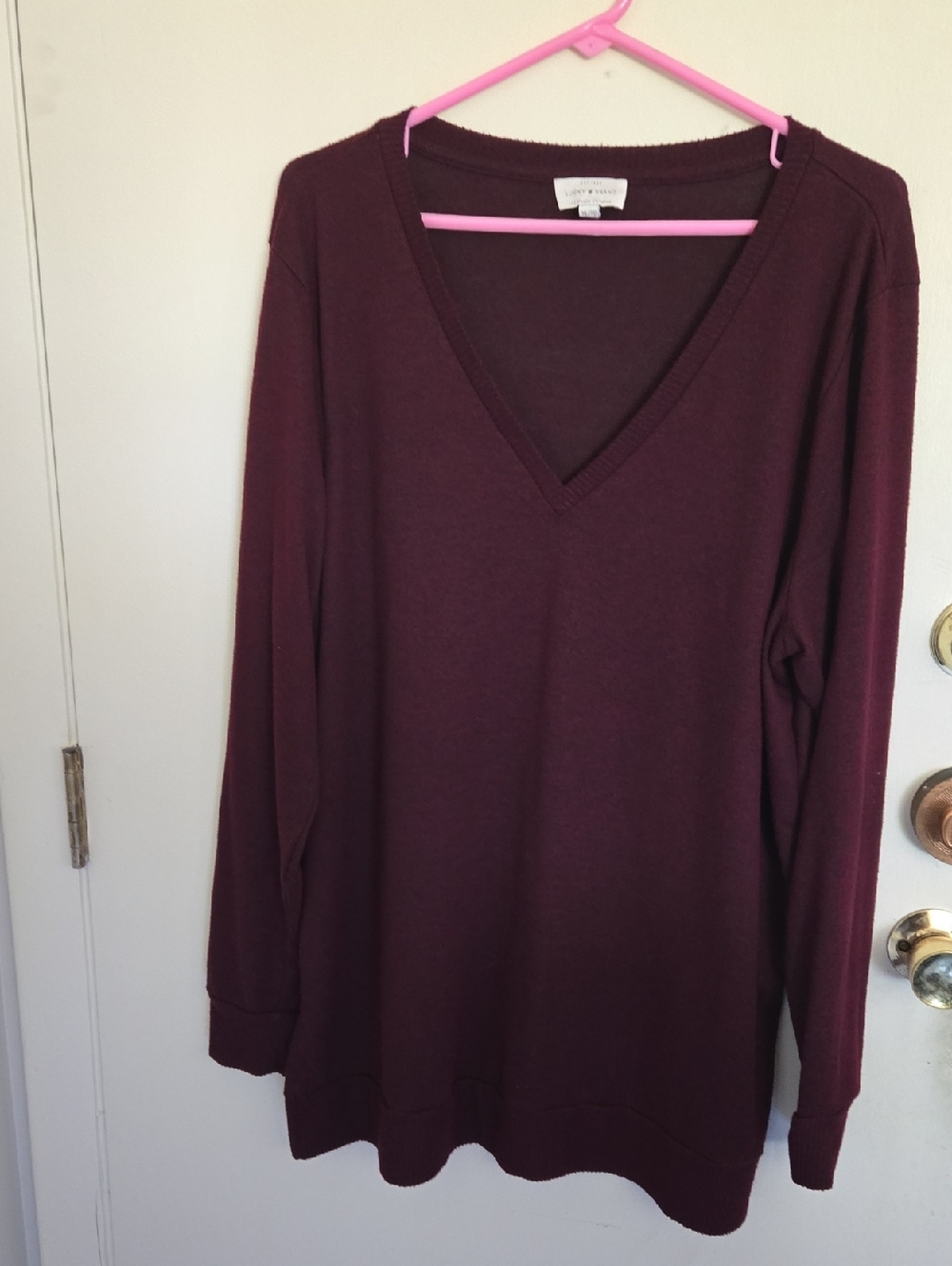 Lucky Brand Burgundy V-Neck Sweater